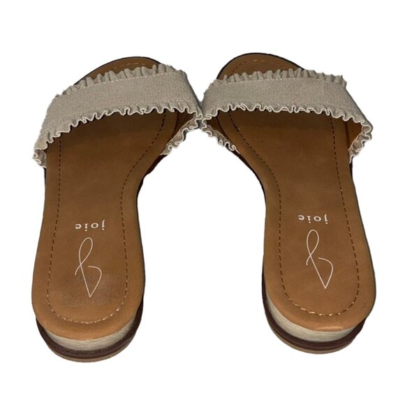 Joie Eidel Ivory / Off White Canvas Ruffled Slide Sandals - Size 9 - Picture 4 of 7